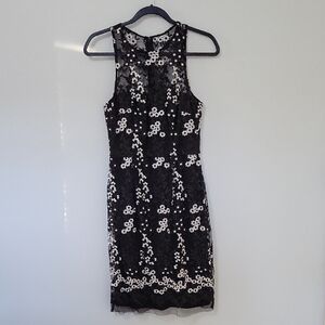 Betsey Johnson Black and White Floral Sleeveless Dress, Size 2